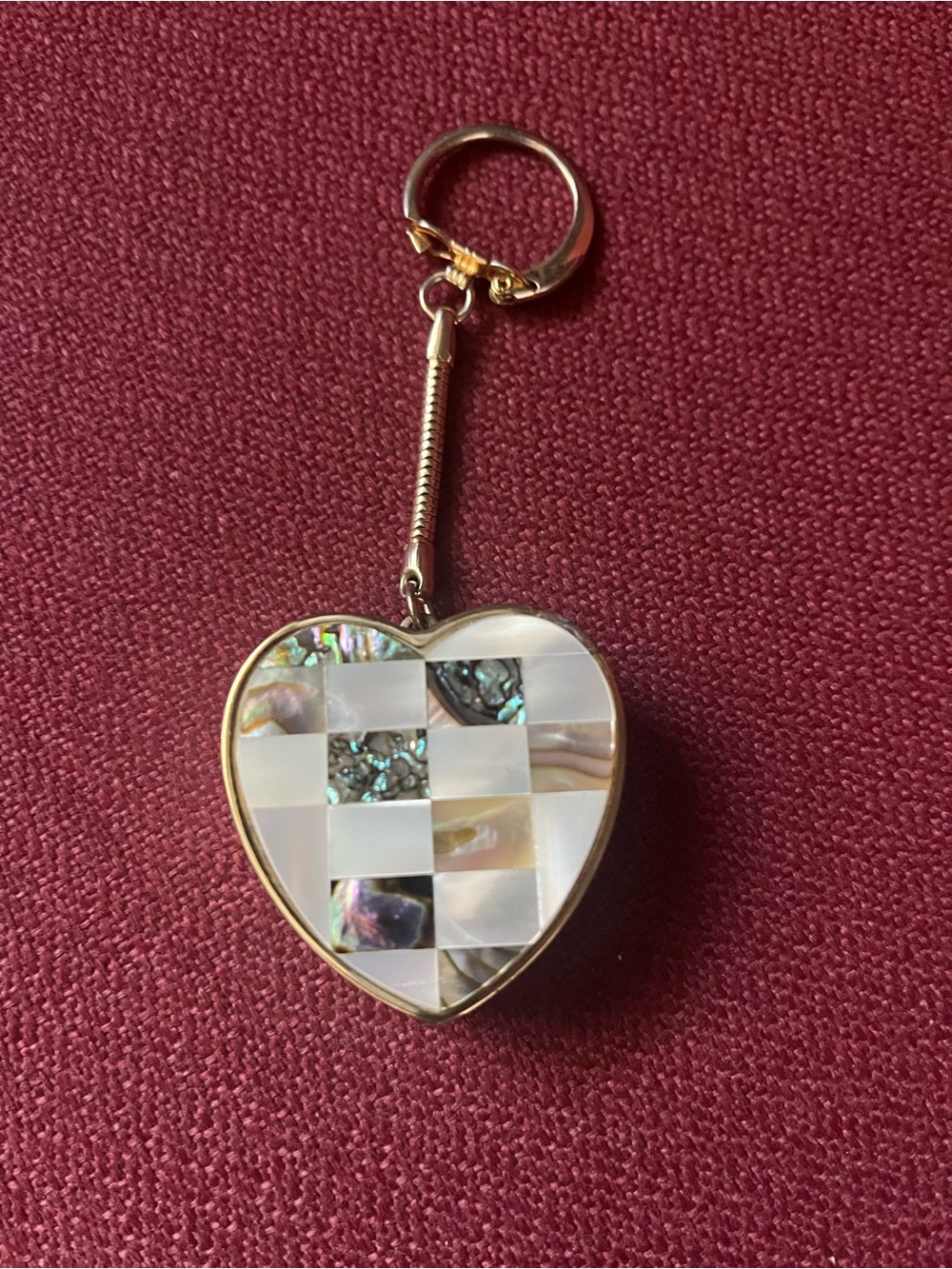 Vintage Sankyo Mother of Pearl Abalone Shell Music Box Keychain